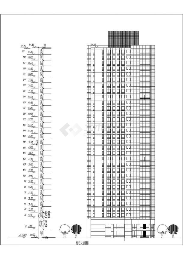 某地区高层点式住宅楼建筑设计施工详细方案CAD图纸-图二
