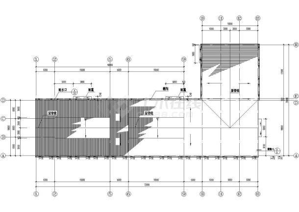 佛山市某机械厂1670平米1层框架结构生产厂房建筑设计CAD图纸-图一
