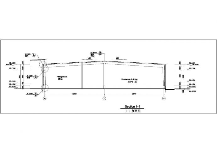泉州市某工厂3050平米单层轻钢结构生产车间建筑设计CAD图纸_图1
