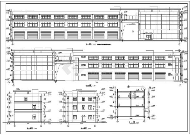 沧州市某五金加工厂2560平米3层框架结构生产厂房建筑设计CAD图纸-图一