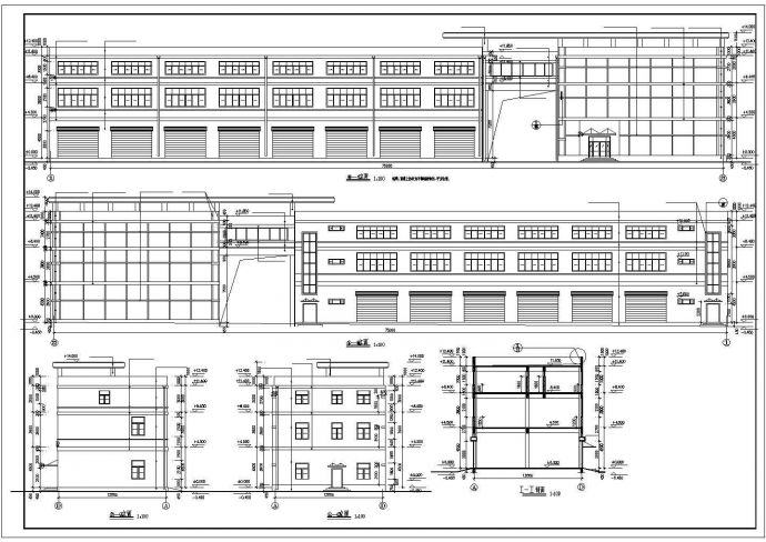 沧州市某五金加工厂2560平米3层框架结构生产厂房建筑设计CAD图纸_图1