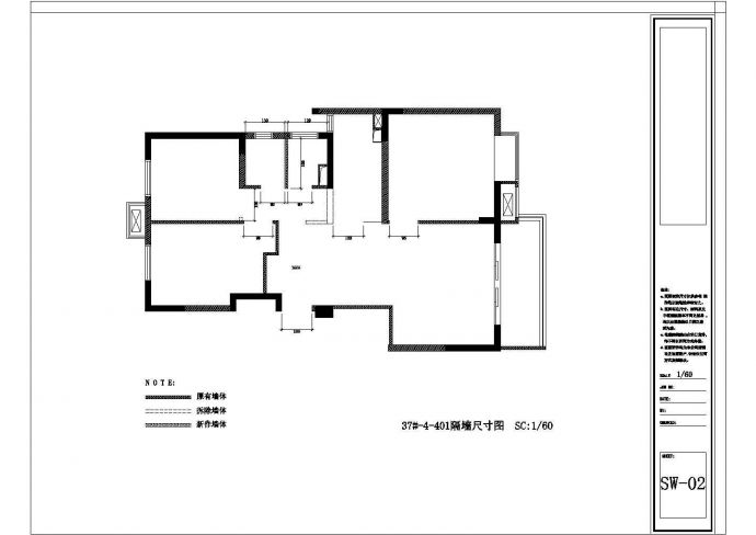 简约三室一厅住宅装修设计施工图_图1