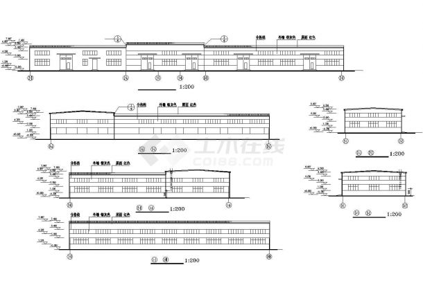 1600平米单层框架结构生产厂房建筑设计CAD图纸（2套方案）-图一