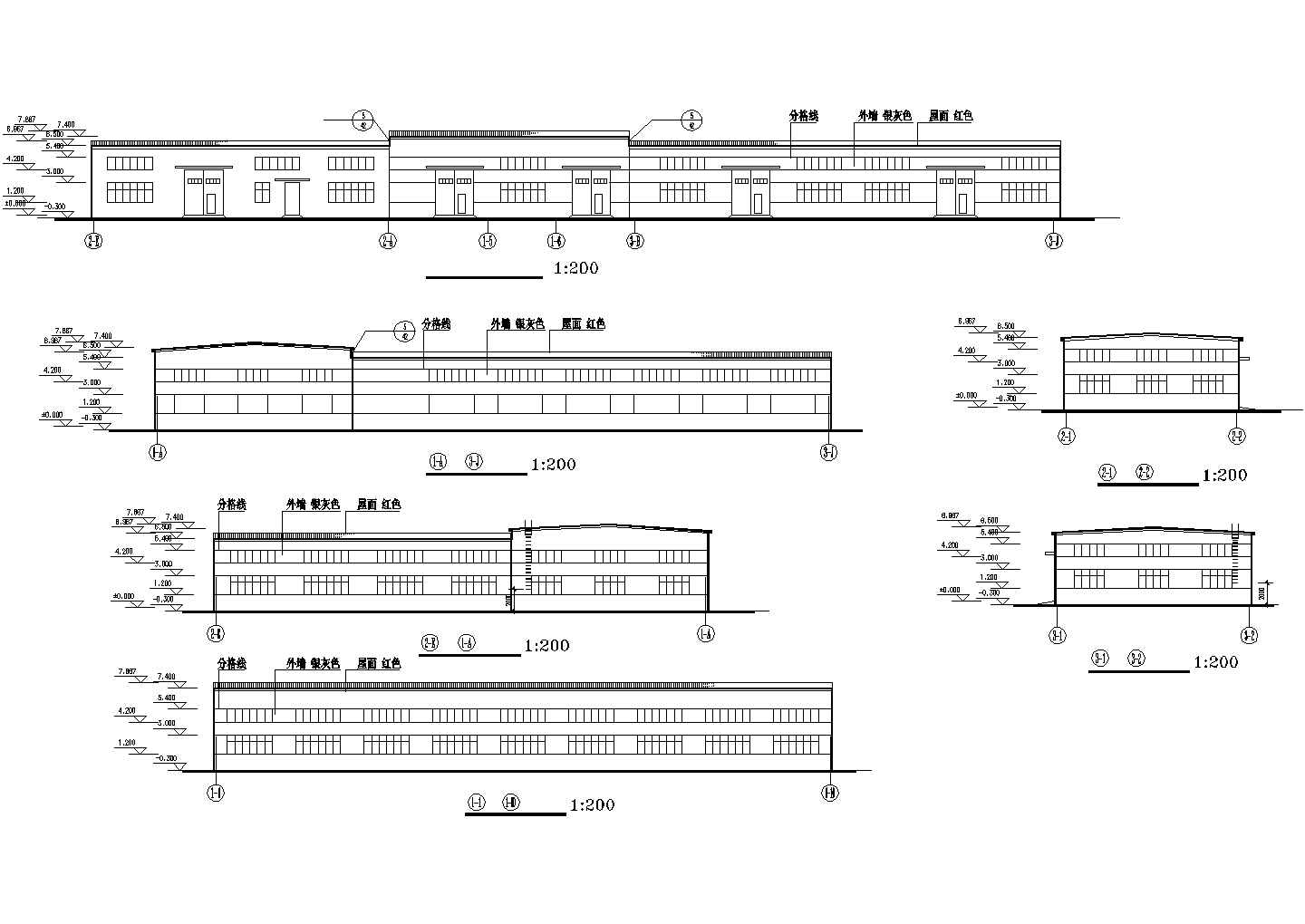 1600平米单层框架结构生产厂房建筑设计CAD图纸（2套方案）