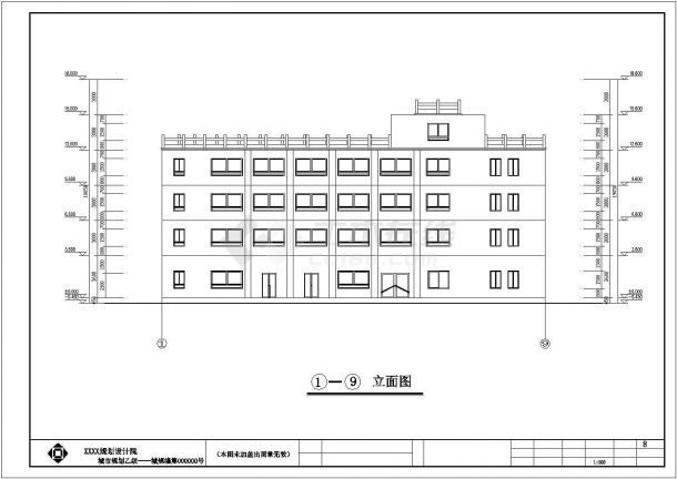 长32米宽12米4层连锁旅馆建筑设计CAD图纸-图二