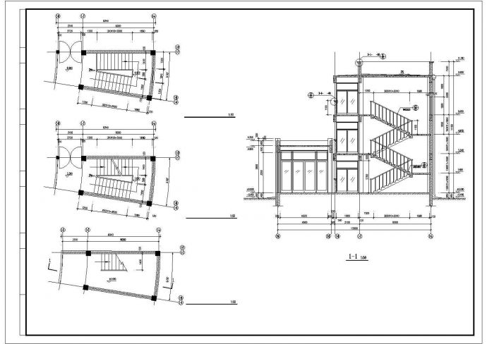 广州某职教学院1800平米2层弧形结构教学楼建筑设计CAD图纸_图1