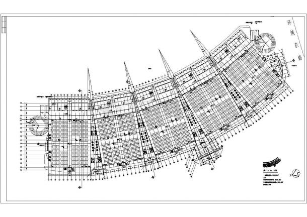 244014平米4层弧型小商品城市场设计施工cad图，共十三张-图一