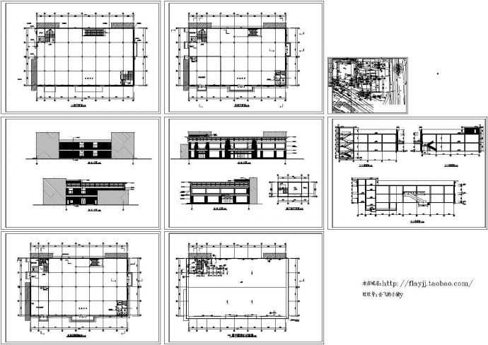 3层小超市设计建筑施工cad图纸，共八张_图1