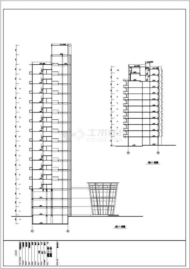 某地区高层商住楼建筑设计施工详细方案CAD图纸-图一