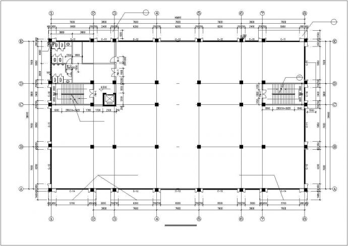 2800平平米六层框架结构U型旅馆建筑设计CAD图纸_图1