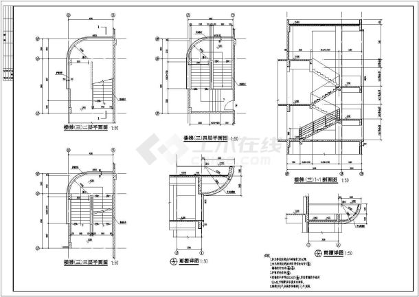 某学校四层多功能体育馆建筑施工图cad图纸-图一