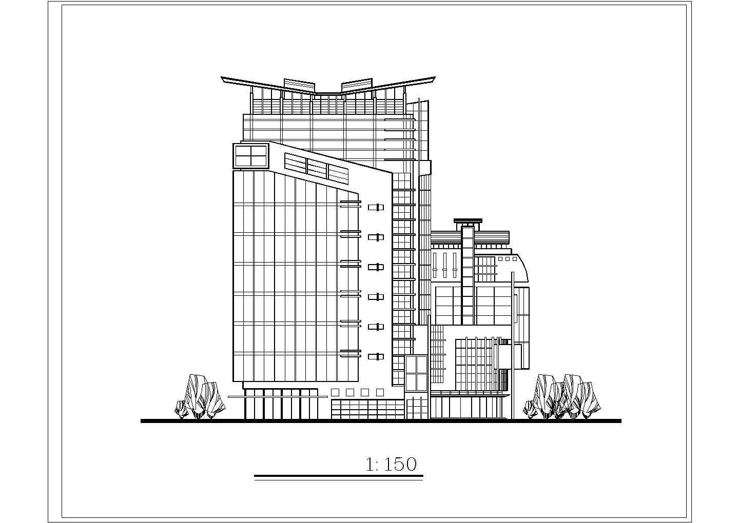 南京某7200平米8层高档宾馆全套建筑设计CAD图纸（含总图）