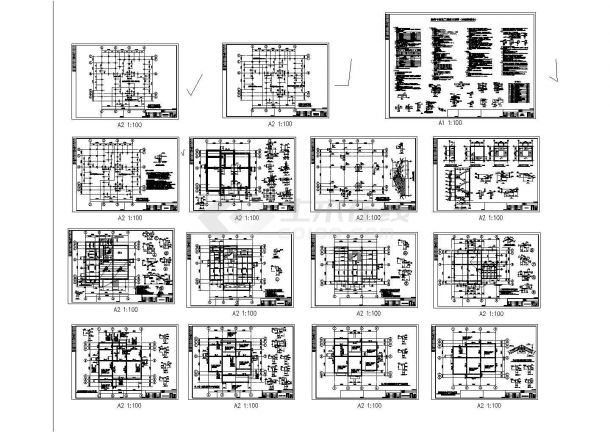 三层砖混结构别墅结构cad设计施工图-图一