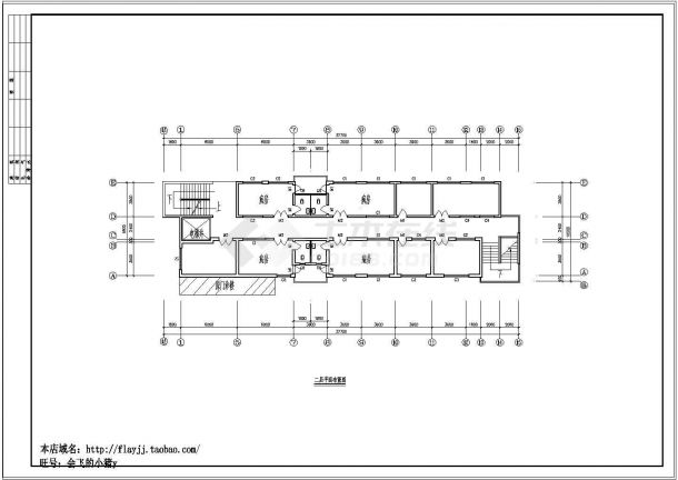门诊：长37.7米 宽9.9米 2层某市人民医院门诊楼建筑设计图-图二