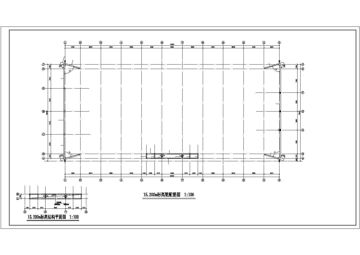 【最新】某室内体育场框架结构设计方案CAD图纸
