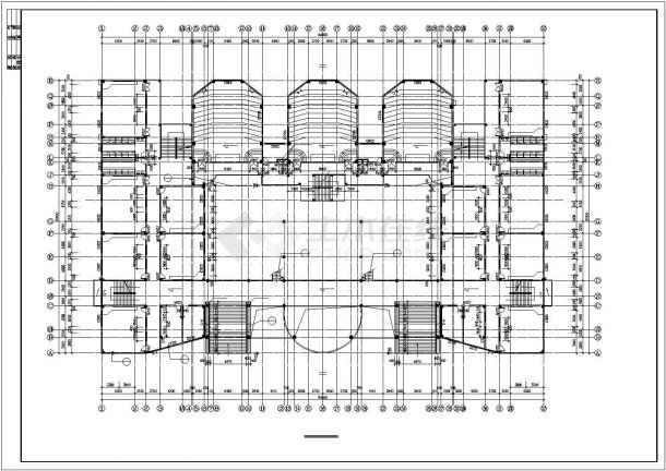 北京语言学院1.3万平米五层框架结构教学楼建筑设计CAD图纸-图二