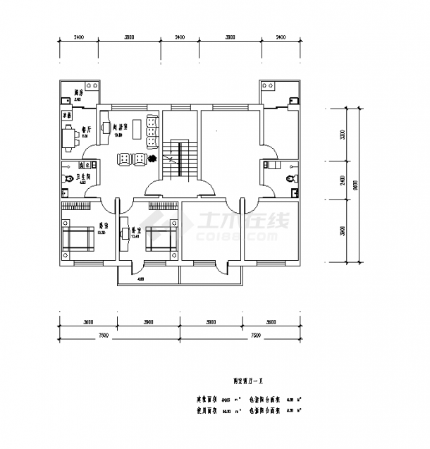 泗阳小区户型规划设计建筑施工cad图纸-图二