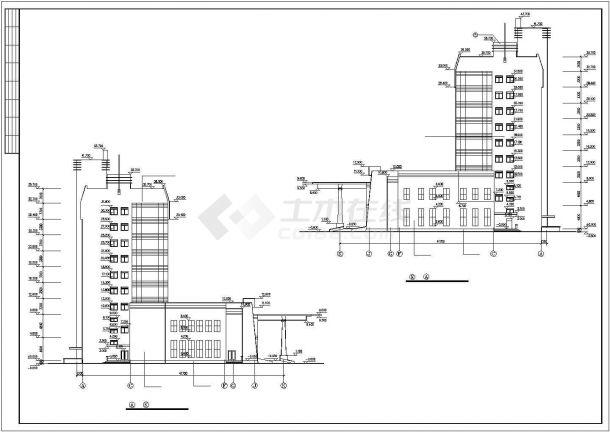 淄博市某商业街占地2300平米9层框架结构商务酒店建筑设计CAD图纸-图一