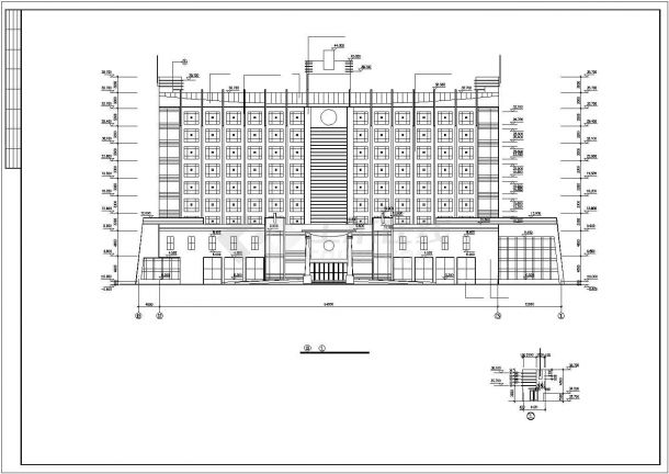 淄博市某商业街占地2300平米9层框架结构商务酒店建筑设计CAD图纸-图二