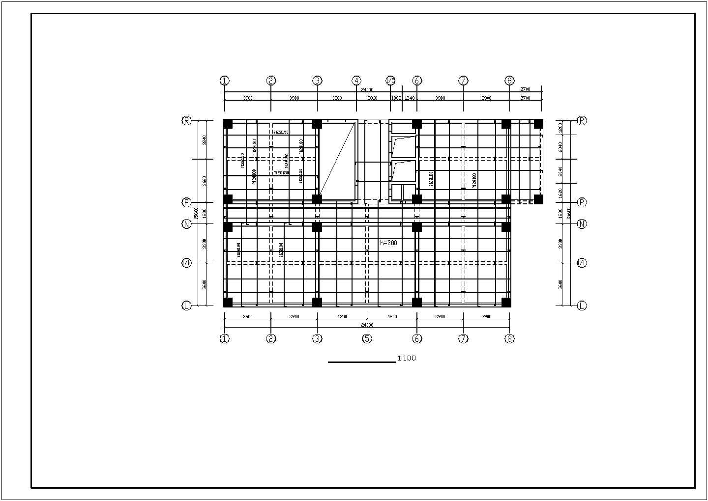 无锡市某商业街8层钢架结构商务连锁酒店全套结构设计CAD图纸