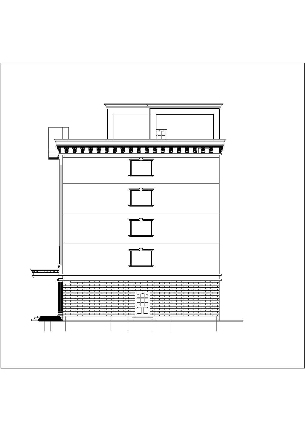 5600平米6层框架结构欧式风格商务酒店建筑设计CAD图纸