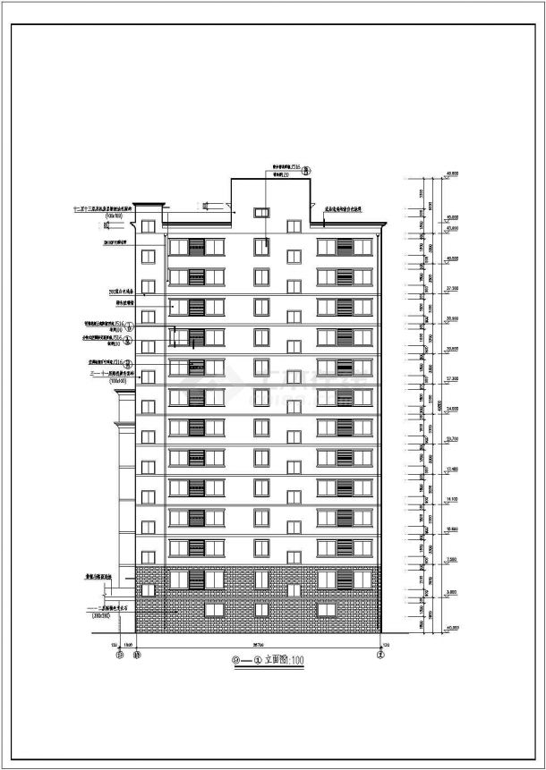 石家庄某商业街1.1万平米13层框架结构星级酒店建筑设计CAD图纸-图一