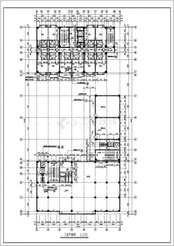 石家庄某商业街1.1万平米13层框架结构星级酒店建筑设计CAD图纸-图二