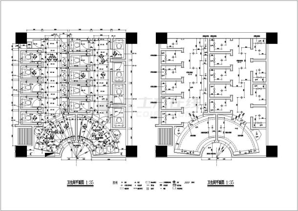 某小区公共卫生间平面设计CAD图-图二