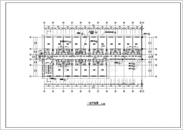 泉州市某商业街7700平米三层框混结构商务旅馆全套建筑设计CAD图纸-图一