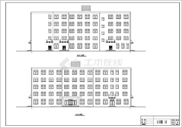 北京某商业街4380平米五层框架结构连锁宾馆建筑设计CAD图纸-图二