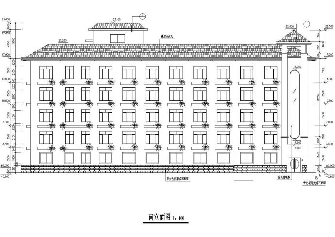 某街道7100平米五层框架结构商务酒店建筑设计CAD图纸_图1