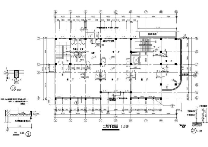 上海某商业街占地516平米6层框混结构商务酒店全套建筑设计CAD图纸_图1