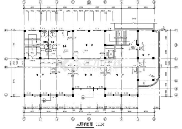 上海某商业街占地516平米6层框混结构商务酒店全套建筑设计CAD图纸-图二