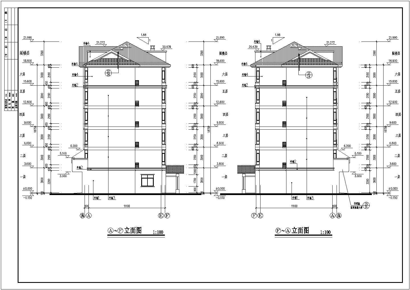 某地区小区6层阁楼住宅楼建筑全套设计施工详细方案CAD图纸