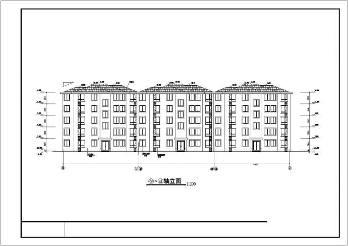 某地区五层不对称住宅建筑全套设计施工详细方案CAD图纸_图1