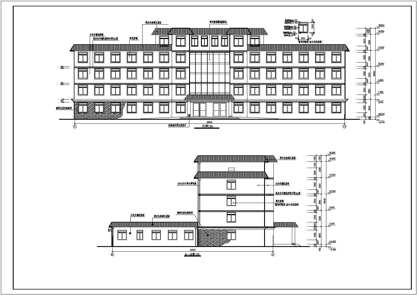 某师大医院五层门诊楼全套建筑方案设计cad图纸(含门诊楼总平面图)