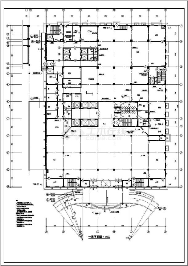 【江苏】某十八层中医院门诊楼建筑设计方案cad图纸-图一