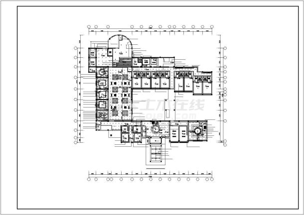 2400平米4层框架结构商务酒店平面装修施工设计CAD图纸-图二