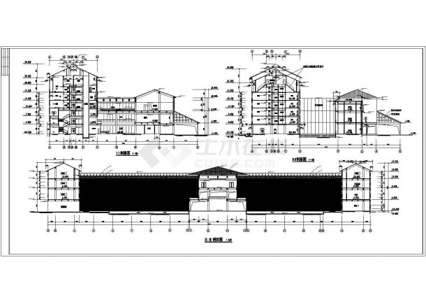 昆山市某1.5万平米四层框架结构商务酒店建筑设计CAD图纸-图二