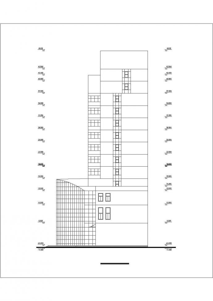 镇江市某临街1.1万平米13层框架结构星级酒店平立面设计CAD图纸_图1