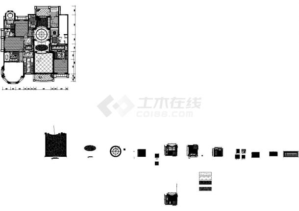 美式广州景龙-西安曲池东岸样板间B1户型211010 cad施工图设计-图二