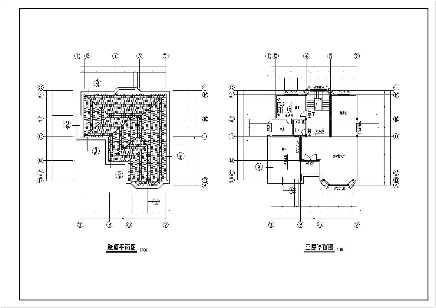 某地区多层别墅全套设计施工详细方案CAD图纸