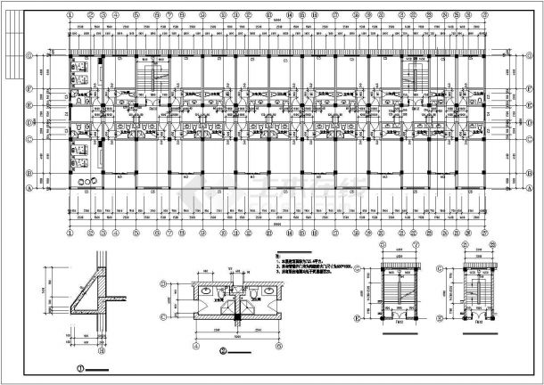 淮安市某商业街3460平米4层框架结构商务酒店建筑设计CAD图纸-图二