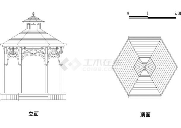 某景亭cad细节展示图图集-图二