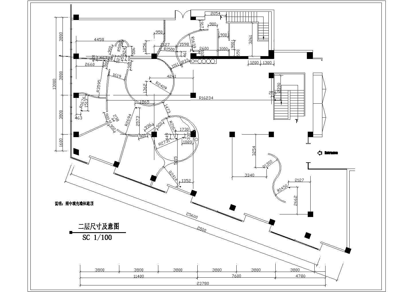 某地两层餐厅设计CAD平面图