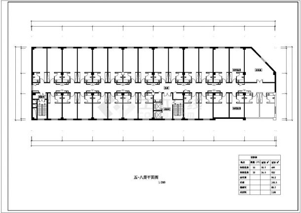 4900平米左右8层混合结构连锁酒店全套平面设计CAD图纸-图一
