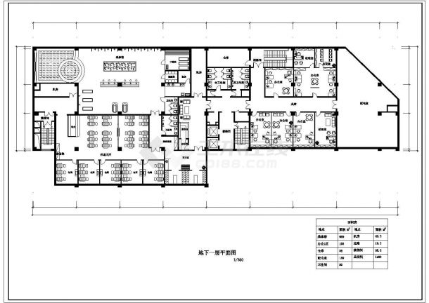 4900平米左右8层混合结构连锁酒店全套平面设计CAD图纸-图二