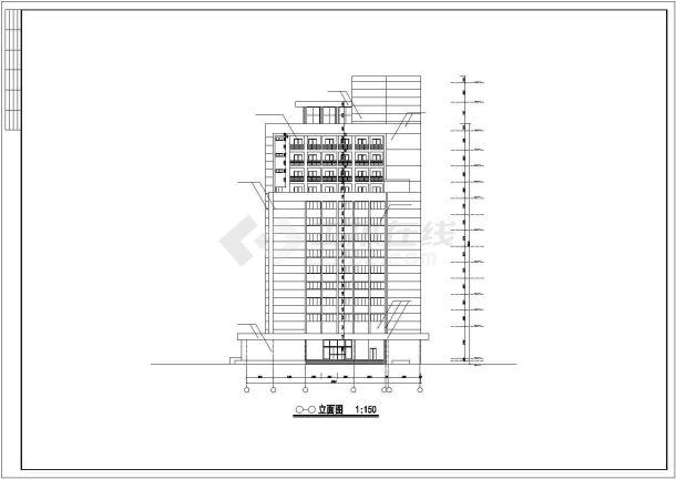 武汉市某商业街1.4万平米11层框架结构商务酒店建筑设计CAD图纸-图一