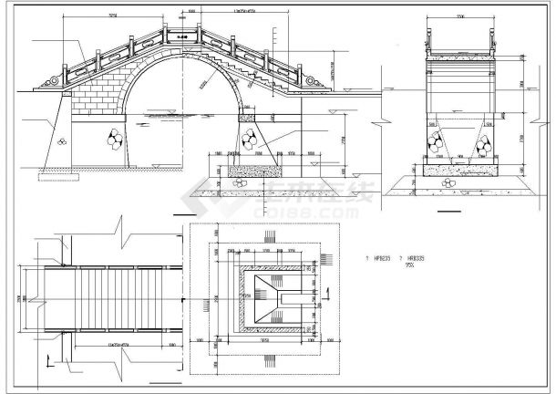 厦门市某市民公园古典拱桥结构设计CAD图纸-图二