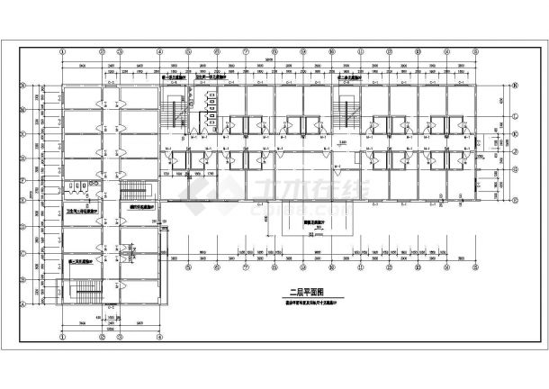 3千平米左右三层框架结构商务酒店建筑设计CAD图纸-图二